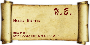 Weis Barna névjegykártya